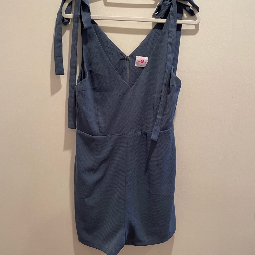 Light blue shirt buddy love romper (size  M)